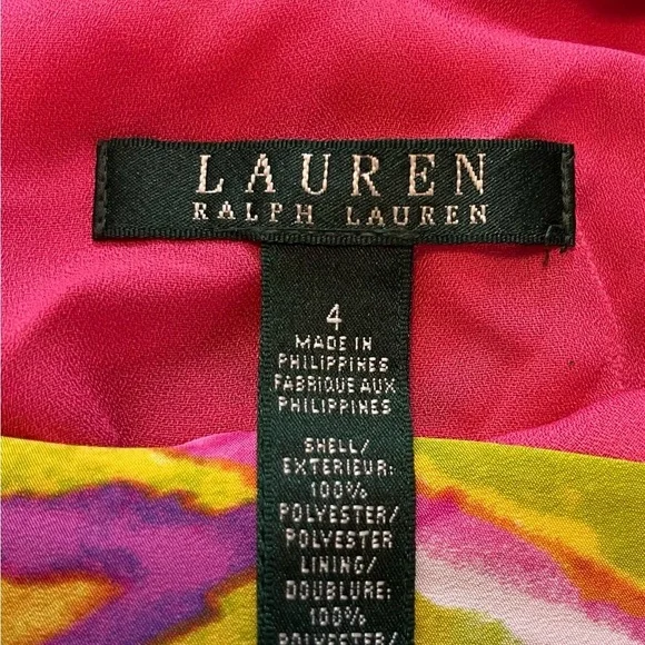 Lauren Ralph Lauren Drop Waist Sleeveless DBL Vneck Flowy Floral Dress Size 4 - Picture 8 of 14